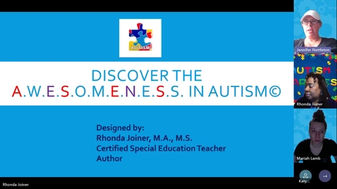 Thumbnail for Discover the AWESOMENESS in Autism Meeting Recording