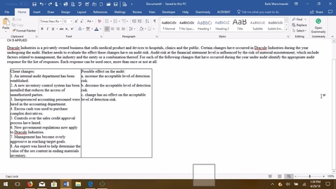Thumbnail for AUDITING--M4 Determining the Acceptable Level of Detection Risk--Applied Exercise - ACCT 4015