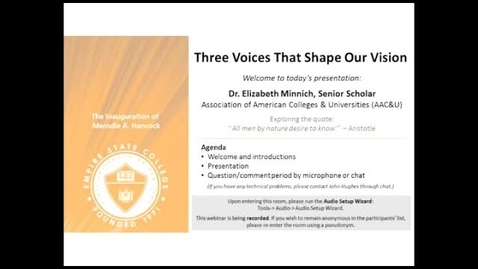 Thumbnail for entry Three Voices that Shape Our Vision: Dr. Elizibeth Minich, March 20, 2014