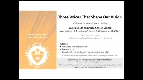Thumbnail for Three Voices that Shape Our Vision: Dr. Elizibeth Minich, March 20, 2014