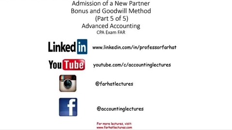 Thumbnail for Partner Admission Goodwill Method Bonus Method Advanced Accounting Partnership Accounting - ACCT 4010