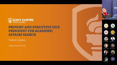 Thumbnail for entry Provost Candidate Presentation to College Community 12-13-2022