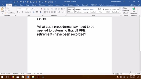 Thumbnail for entry AUDITING - M6 Audit Procedures for Property, Plant and Equipment Retirements - ACCT 4015