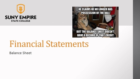 Thumbnail for Financial Statements: Balance Sheet - ACCT 2005