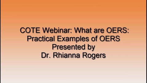 Thumbnail for SUNY COTE OER Webinar - Examples