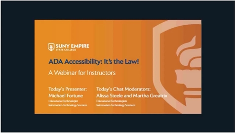 Thumbnail for &quot;ADA Accessibility- It's the Law&quot;  Webinar