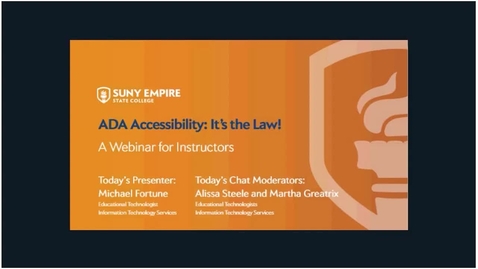 Thumbnail for entry &quot;ADA Accessibility- It's the Law&quot;  Webinar