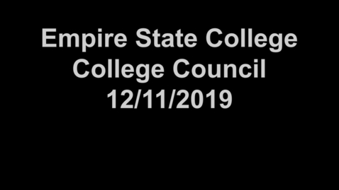 Thumbnail for entry College Council Meeting - December 11, 2019