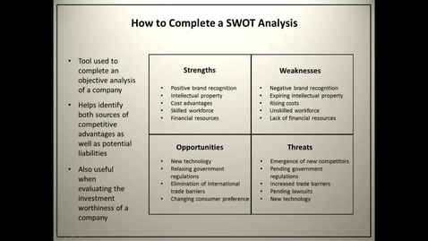 Thumbnail for How to Complete a SWOT Analysis - MGMT 1005