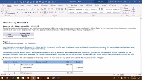 Thumbnail for Intermediate Acctg II - Problem Demo 13-15