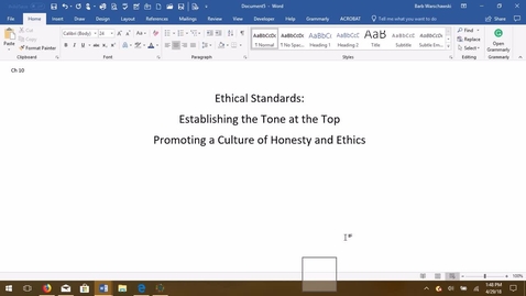 Thumbnail for AUDITING--M04 Ethical Standards--Establishing the Tone at the Top