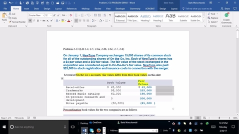 Thumbnail for entry ACCT 4010 Advanced Accounting - M1 Problem Demonstration 2-33