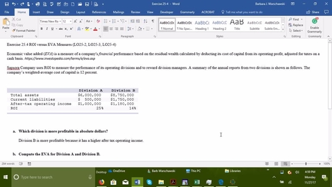 Thumbnail for entry Introductory Accounting 2 - Problem Demo Exercise 25-4