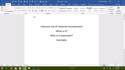 Thumbnail for entry AUDITING -- M4 Risk of Material Misstatement - ACCT 4015