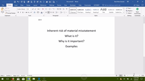 Thumbnail for AUDITING -- M4 Risk of Material Misstatement - ACCT 4015