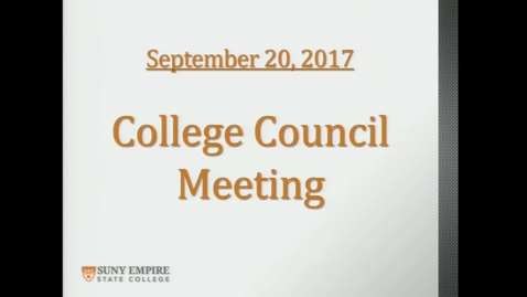 Thumbnail for entry College Council Meeting - September 20, 2017