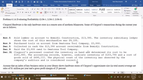 Thumbnail for M3 PROBLEM 6-1A - ACCT 2005
