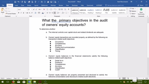 Thumbnail for entry AUDITING--M7 Auditing for Owners' Equity Accounting - ACCT 4015
