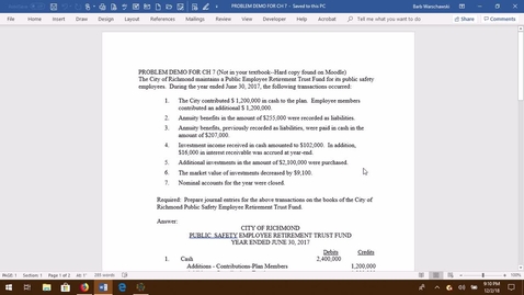 Thumbnail for Govt Acctg--Ch 7 Problem Demo (not in textbook)