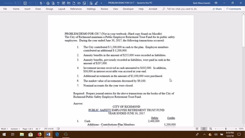 Thumbnail for entry Govt Acctg--Ch 7 Problem Demo (not in textbook)