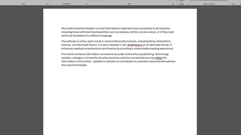 Thumbnail for Demonstration of Using Microsoft Immersive Reader