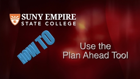 Thumbnail for entry Using the Plan Ahead Tool - Students