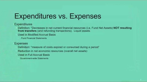 Thumbnail for Expenditures vs. Expenses Governmental Accounting CPA Exam FAR - ACCT 4010