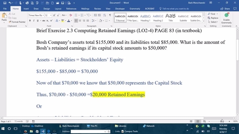 Thumbnail for entry M1 BRIEF EXERCISE 2-3 PROBLEM DEMONSTRATION - ACCT 2005