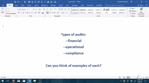 Thumbnail for entry AUDITING--M1 Types of Audits - ACCT 4015