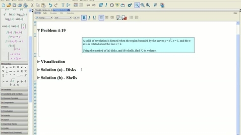 Thumbnail for Calculus 1: Solution 4-19(b) Solid of Rev-Disks