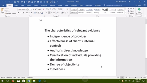 Thumbnail for AUDITING -- M3 The Characteristics of Relevant Evidence - ACCT 4015