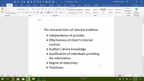 Thumbnail for entry AUDITING -- M3 The Characteristics of Relevant Evidence - ACCT 4015