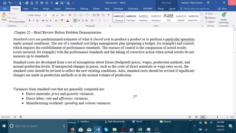 Thumbnail for entry Introductory Accounting 2 - Problem Demo Exercise 24-4