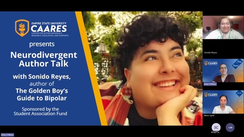 Thumbnail for CAARES Presents: Neurodivergent Author Talk, with Sonido Reyes