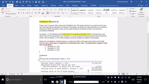 Thumbnail for entry ACCT 4010 Advanced Accounting - M3 PROBLEM DEMO 6-28