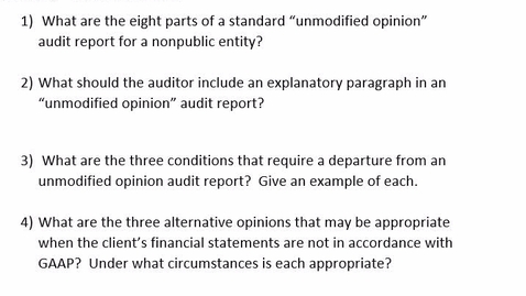 Thumbnail for entry AUDITING - M2 Parts of the Audit Report (w/Explanatory Paragraph) - ACCT 4015