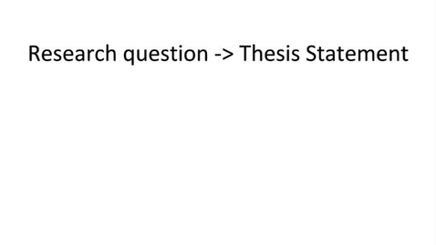 Thumbnail for entry Developing Your Research Question and Thesis Statement