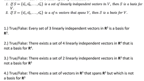 Thumbnail for entry Sec 4.4 Linearly independent vectors, spans, and basis (True_false)