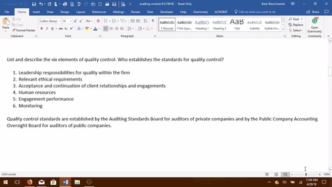 Thumbnail for entry AUDITING--M2 Six Elements of Quality Control - ACCT 4015