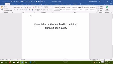 Thumbnail for AUDITING--M3 Essential Activities in the Initial Planning of an Audit - ACCT 4015