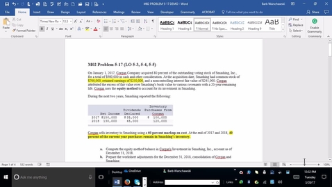 Thumbnail for entry ACCT 4010 Advanced Accounting - M2 PROBLEM 5-17 DEMO