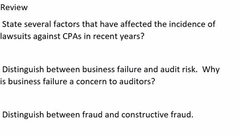 Thumbnail for AUDITING-- M2 The legal environment auditors face