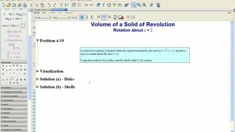 Thumbnail for Calculus 1: Solution 4-19(a) Solid of Rev-Graphs