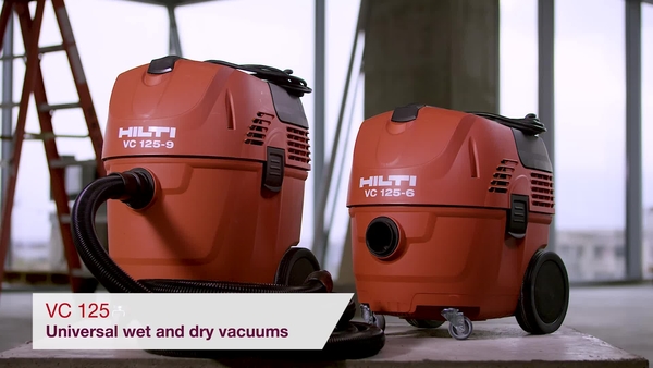 Product video of Hilti's universal wet and dry vacuum cleaner VC 125-6/9