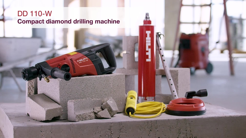 Product video of Hilti's DD 110-W hand-held wet and dry diamond drilling machine