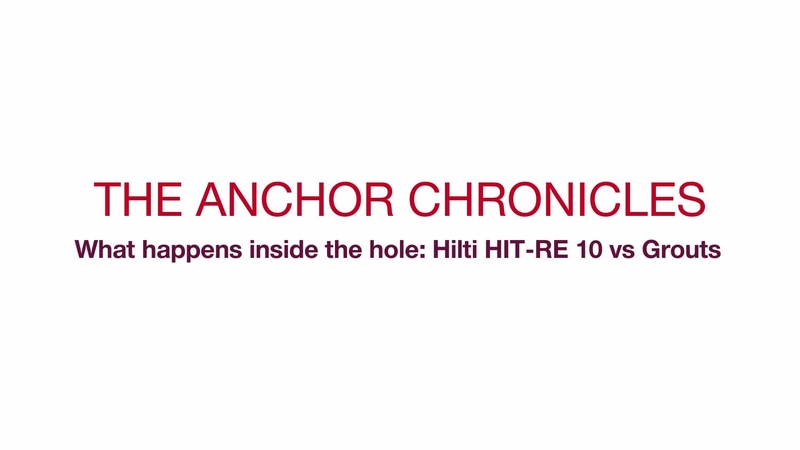 HIT-RE 10 Crônicas de ancoragem: dentro do furo, vídeo promocional (numa série) para HIT-RE 10, comparando a tecnologia de injeção com a tecnologia de reboco