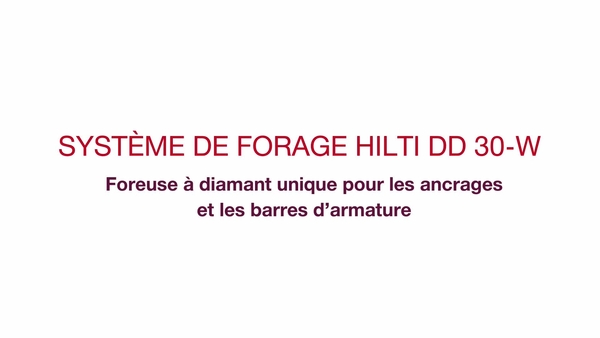 Product video of Hilti's diamond drilling machine for handheld coring DD 30-W in French (Canada)