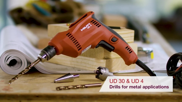 Product video of Hilti's UD 30 and UD 4 drill drivers for metal applications