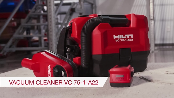 Product video of Hilti's cordless vacuum cleaner VC 75-1-A22 in English