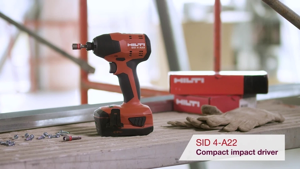 Product video of Hilti's cordless impact driver SID 4-A22